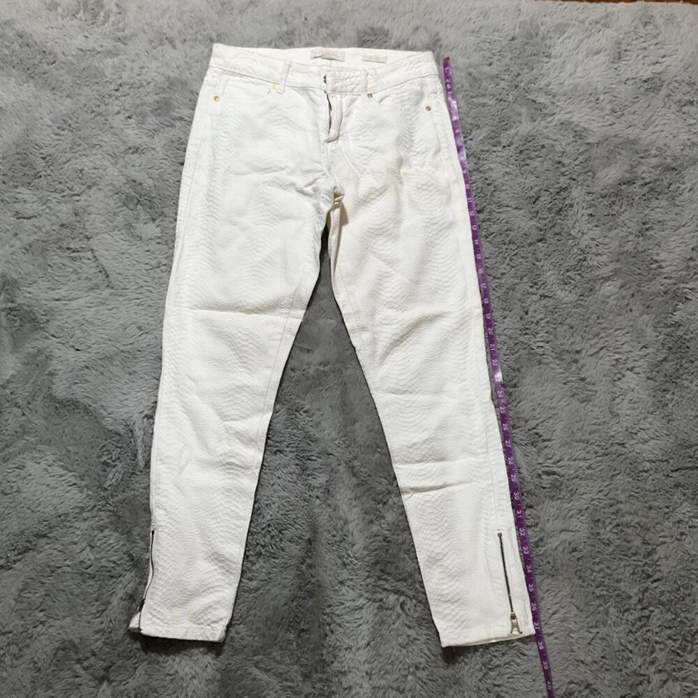 Nicki Minaj White Snake-Print Mid-Rise Skinny Jeans | Size 3/4